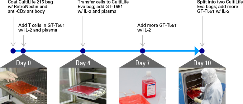 T-cell expansion protocol using RetroNectin reagent and GT-T551 medium