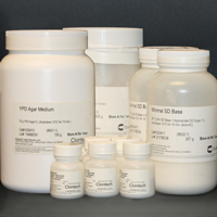 Yeast culture media including YPD, YPDA, minimal media, and amino acid dropout mixes