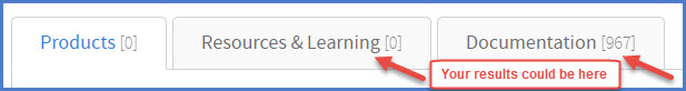 Three result tabs