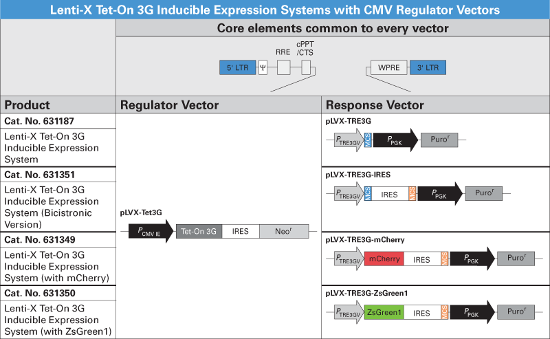 Lentiviral Tet-On 3G systems